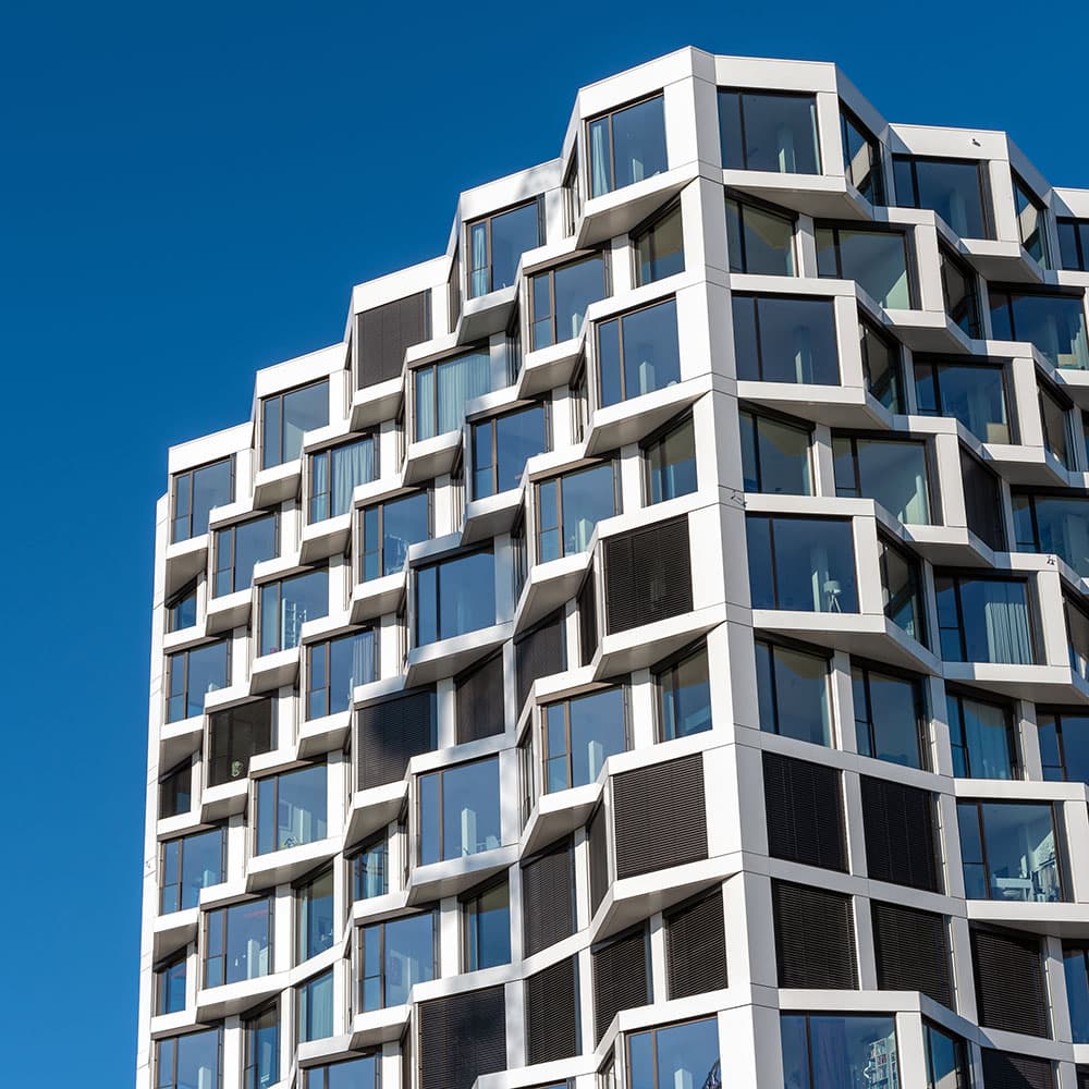 Modern geometric apartment facade